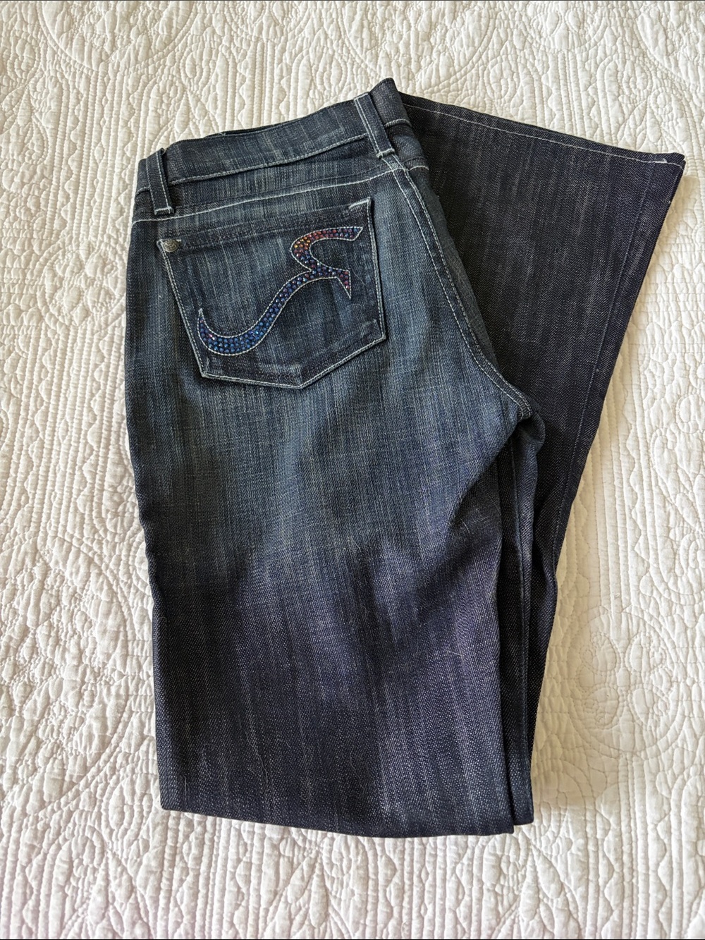 Rock & Republic Dark Blue Boot Cut Jeans with Embroidered Pocket